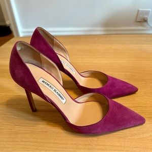 Manolo Blahnik Fuschia Suede Tayler D’Orsay Pumps Size 38.5 (fits size 8)